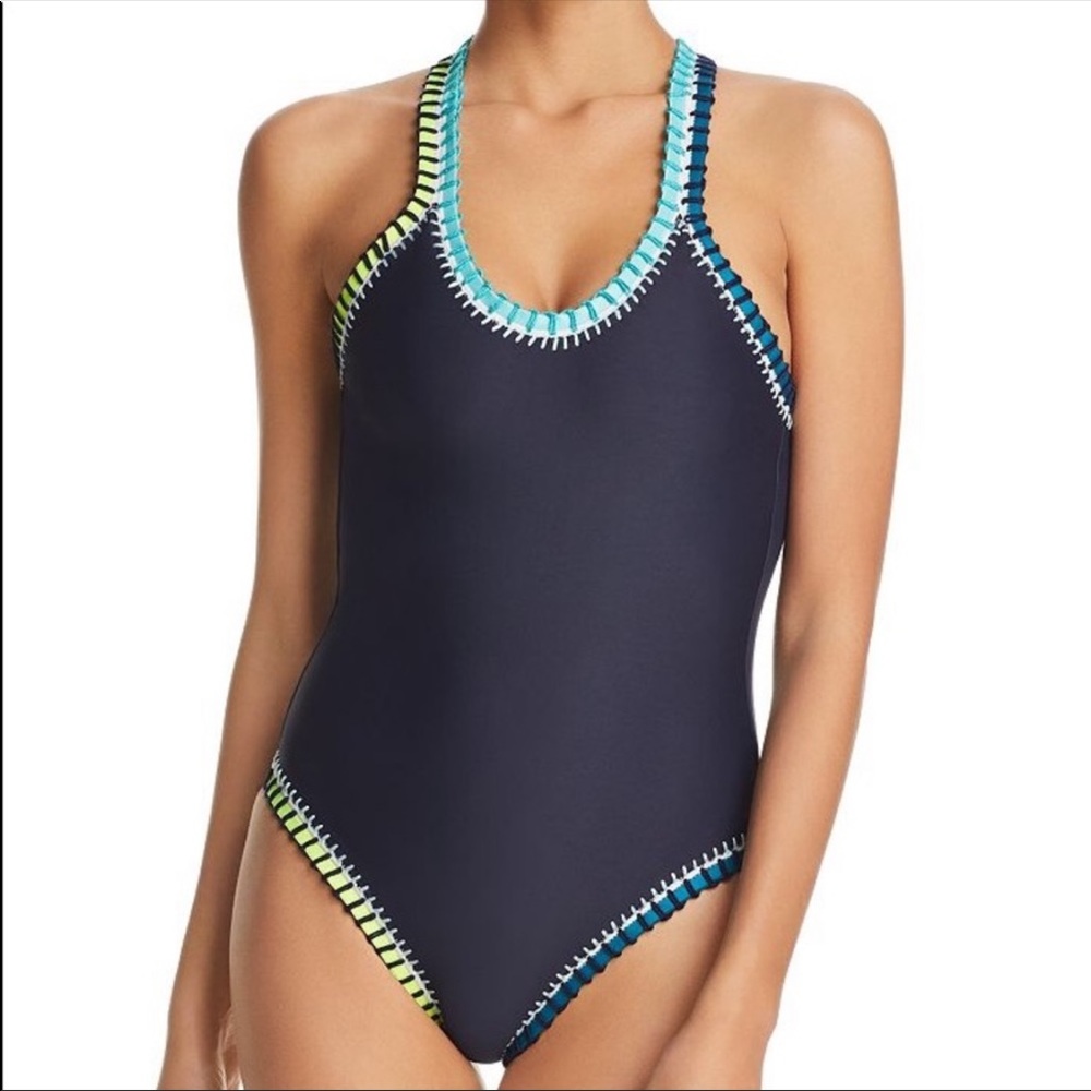 PILYQ Platinum crochet trim swimsuit